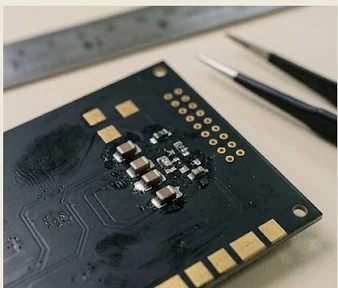 The same board built with black soldermask and a ENIG finish