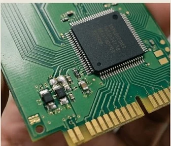 The same board built with green soldermask and a ENIG finish
